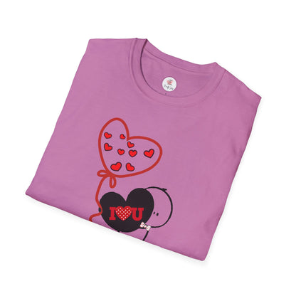 Valentine Heart Balloon T-Shirt — Cute "I Love You" Cartoon Tee