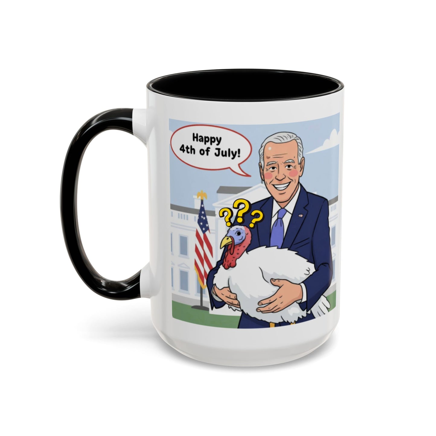Fourth of July Presidential Turkey Mug - Patriotic Holiday Coffee Cup (11 oz & 15oz)
