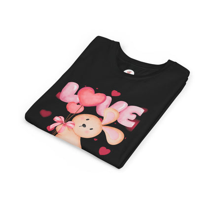 Kids Love Bunny T‑Shirt – Cute Pink Heart Balloons Youth Tee