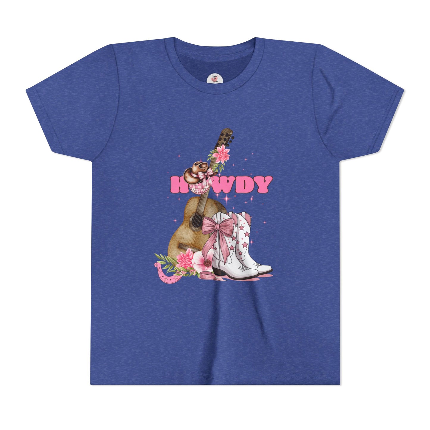 Howdy Pink Cowboy Boots & Guitar Youth Tee — Cute Western T-Shirt