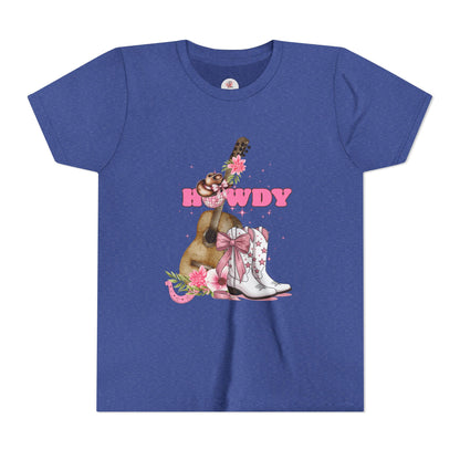 Howdy Pink Cowboy Boots & Guitar Youth Tee — Cute Western T-Shirt