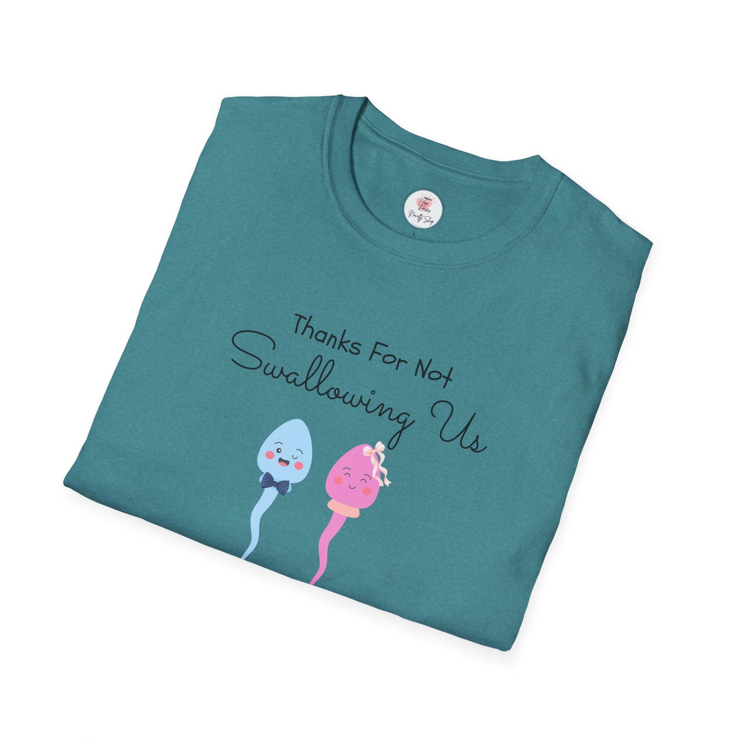 Mother’s Day Twins T-Shirt — “Thanks For Not Swallowing Us” Cute Sperm Cartoon Tee