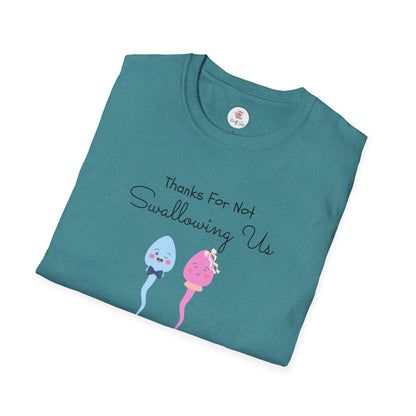 Mother’s Day Twins T-Shirt — “Thanks For Not Swallowing Us” Cute Sperm Cartoon Tee