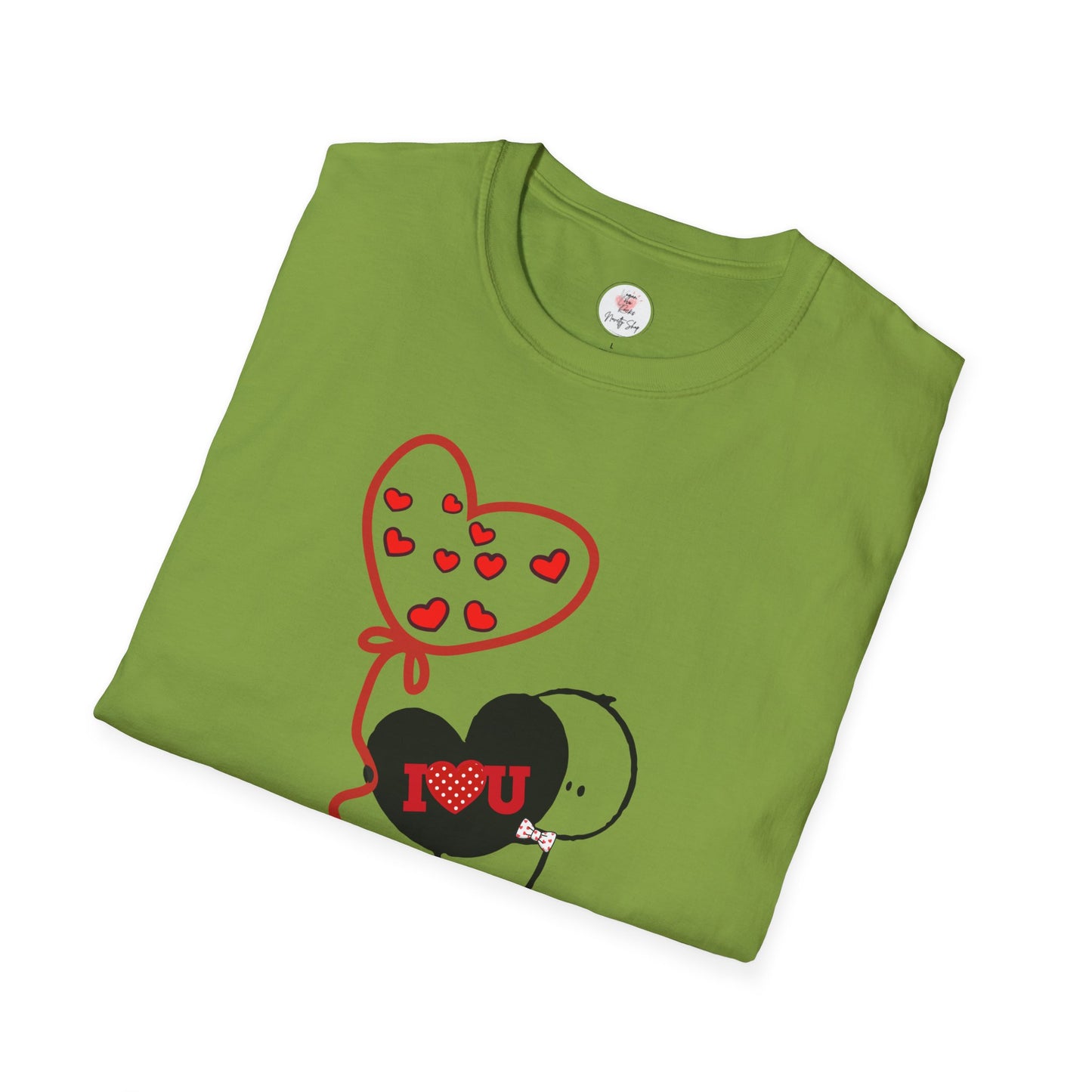 Valentine Heart Balloon T-Shirt — Cute "I Love You" Cartoon Tee