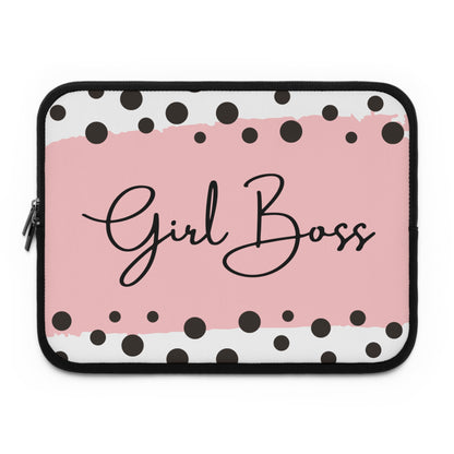 Girl Boss Pink Polka Dot Laptop Sleeve