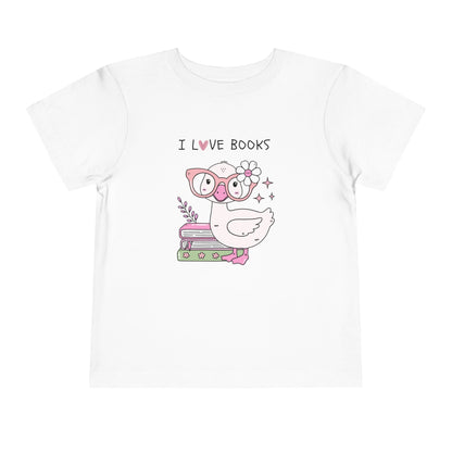 Toddler Tee — Cute Duck "I Love Books" Reading Shirt for Kids