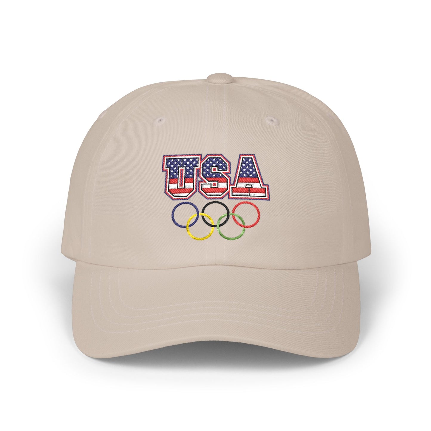 Team USA, and Olympic Rings Embroidered  Dad Cap — Patriotic Sports Baseball Hat