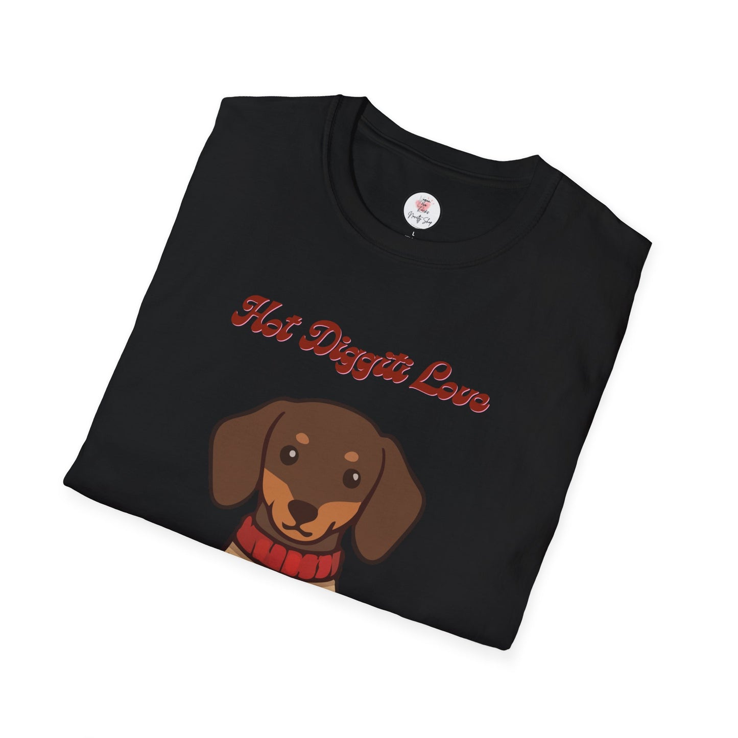 Dachshund Sweater T-Shirt - "Hot Diggiti Love" Cute Wiener Dog Graphic Tee