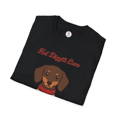 Dachshund Sweater T-Shirt - "Hot Diggiti Love" Cute Wiener Dog Graphic Tee