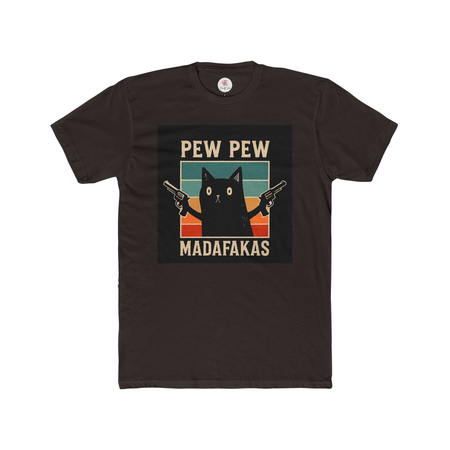 Funny Cat Pew Pew Madafakas Crew Neck T-Shirt