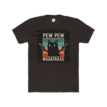 Funny Cat Pew Pew Madafakas Crew Neck T-Shirt