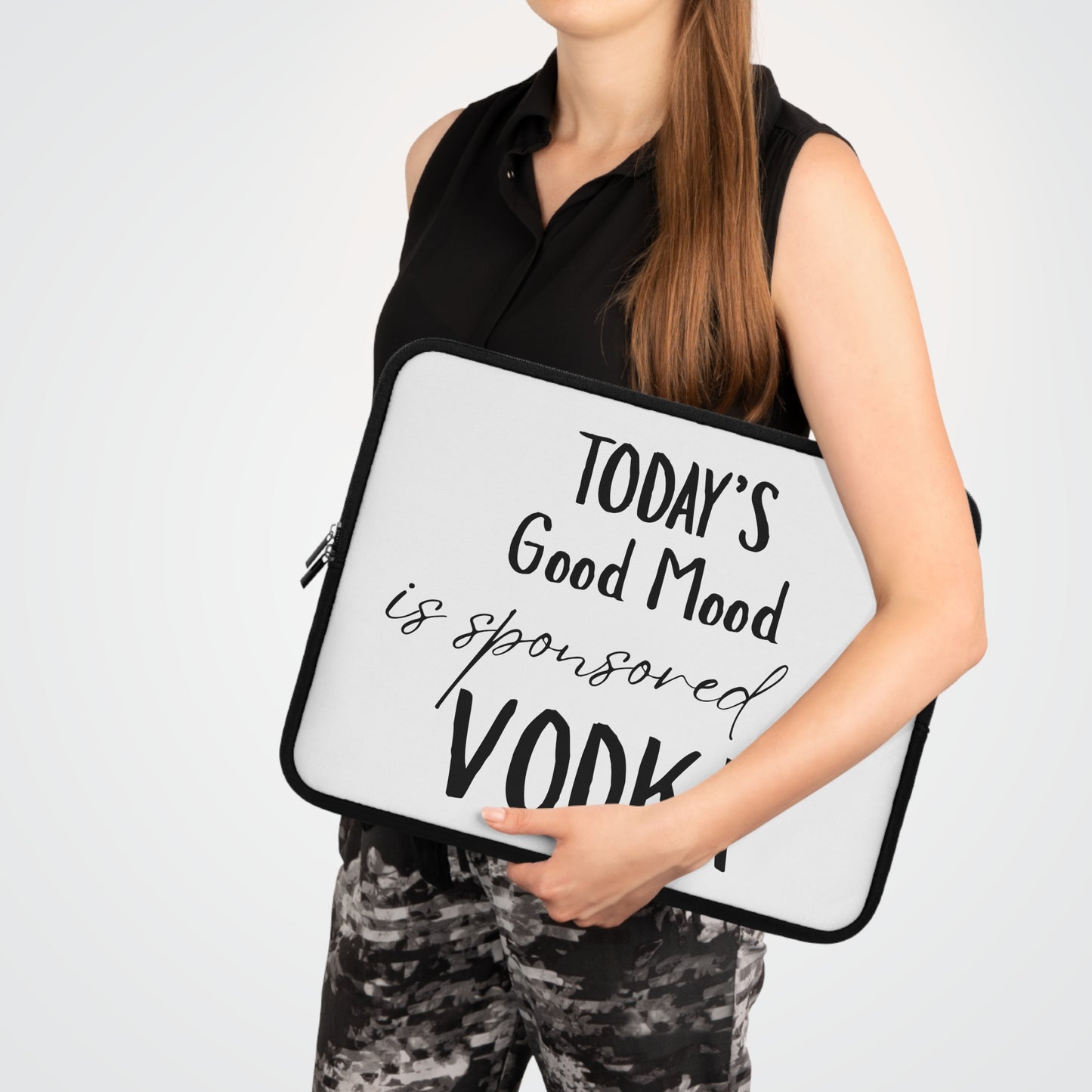 Laptop Sleeve — "Today’s Good Mood Is Sponsored by Vodka" Funny Tech Sleeve