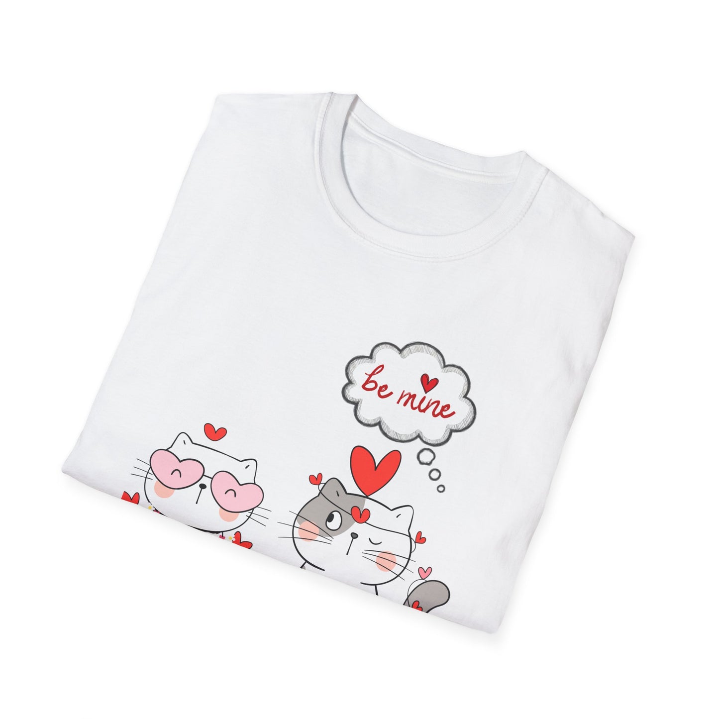 Valentine Cat Couple T-Shirt — "Be Mine" Cute Heart Kittens Tee