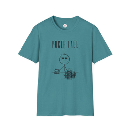Poker Face T-Shirt — Funny Poker Meme Tee with Stick Figure and Chips