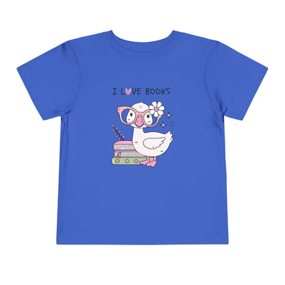 Toddler Tee — Cute Duck "I Love Books" Reading Shirt for Kids