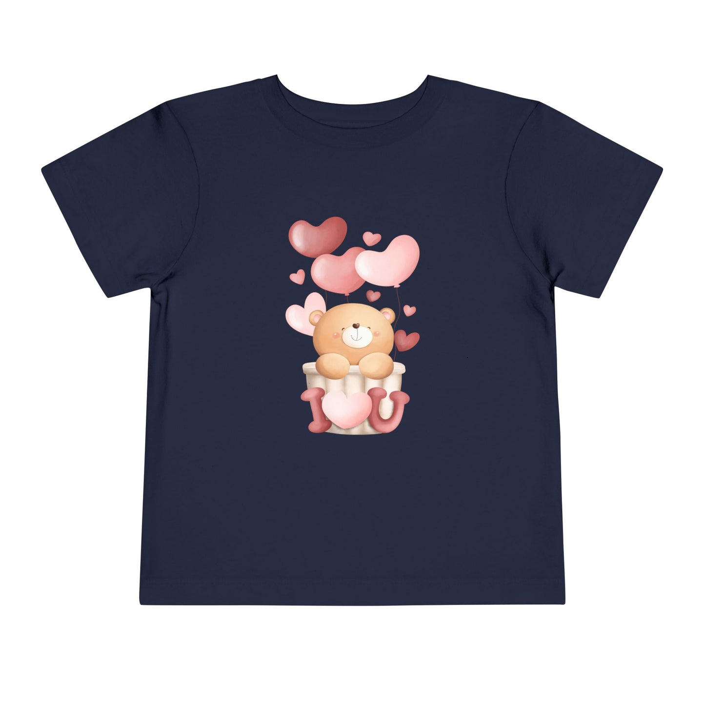 Toddler Tee — Cute Bear with Hearts and "I  Heart U"  T-Shirt
