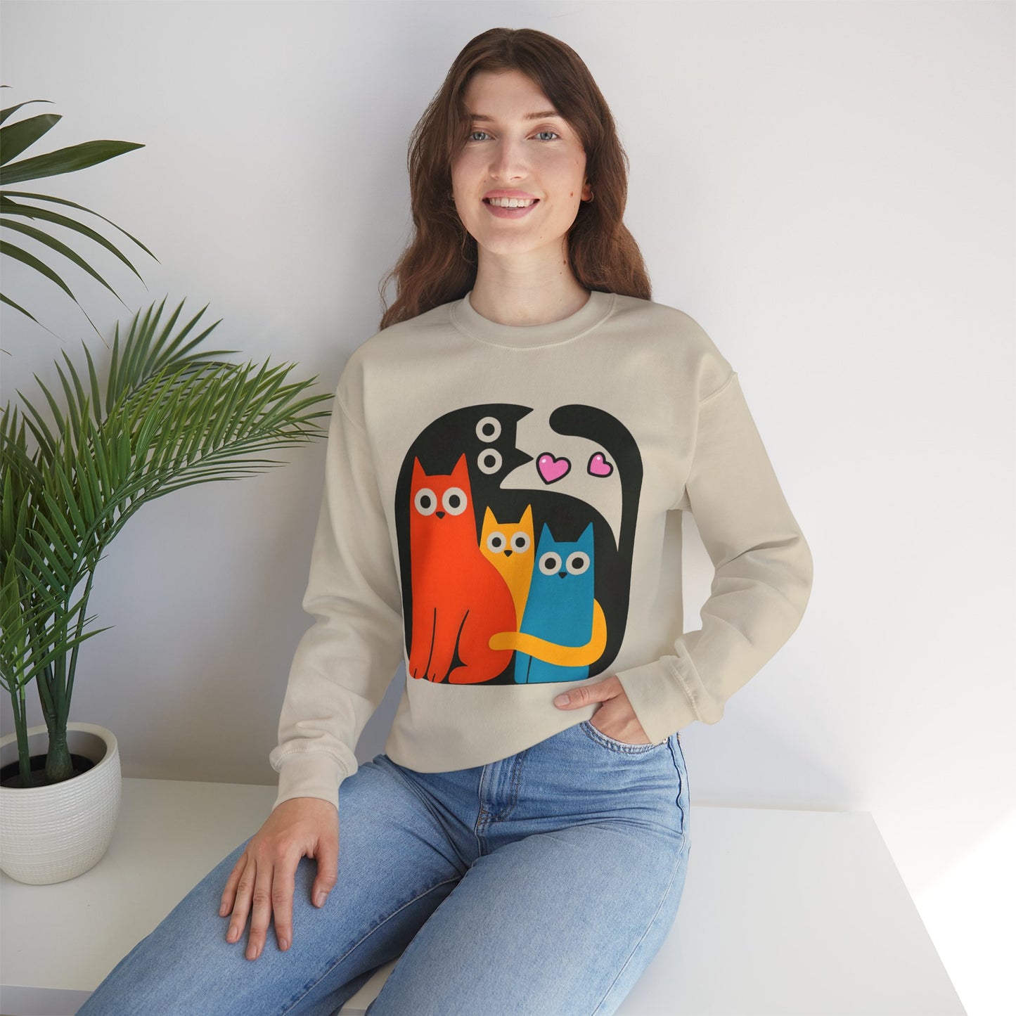 Colorful Cat Lovers Artsy Sweatshirt