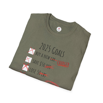 2025 Goals Funny Checklist T-Shirt — Sarcastic New Year Resolution Tee