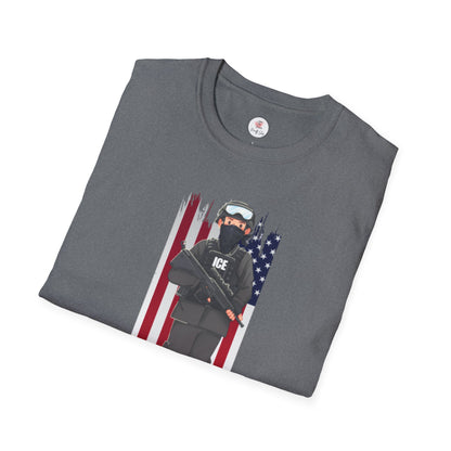 ICE Officer American Flag "Thank You" T-Shirt