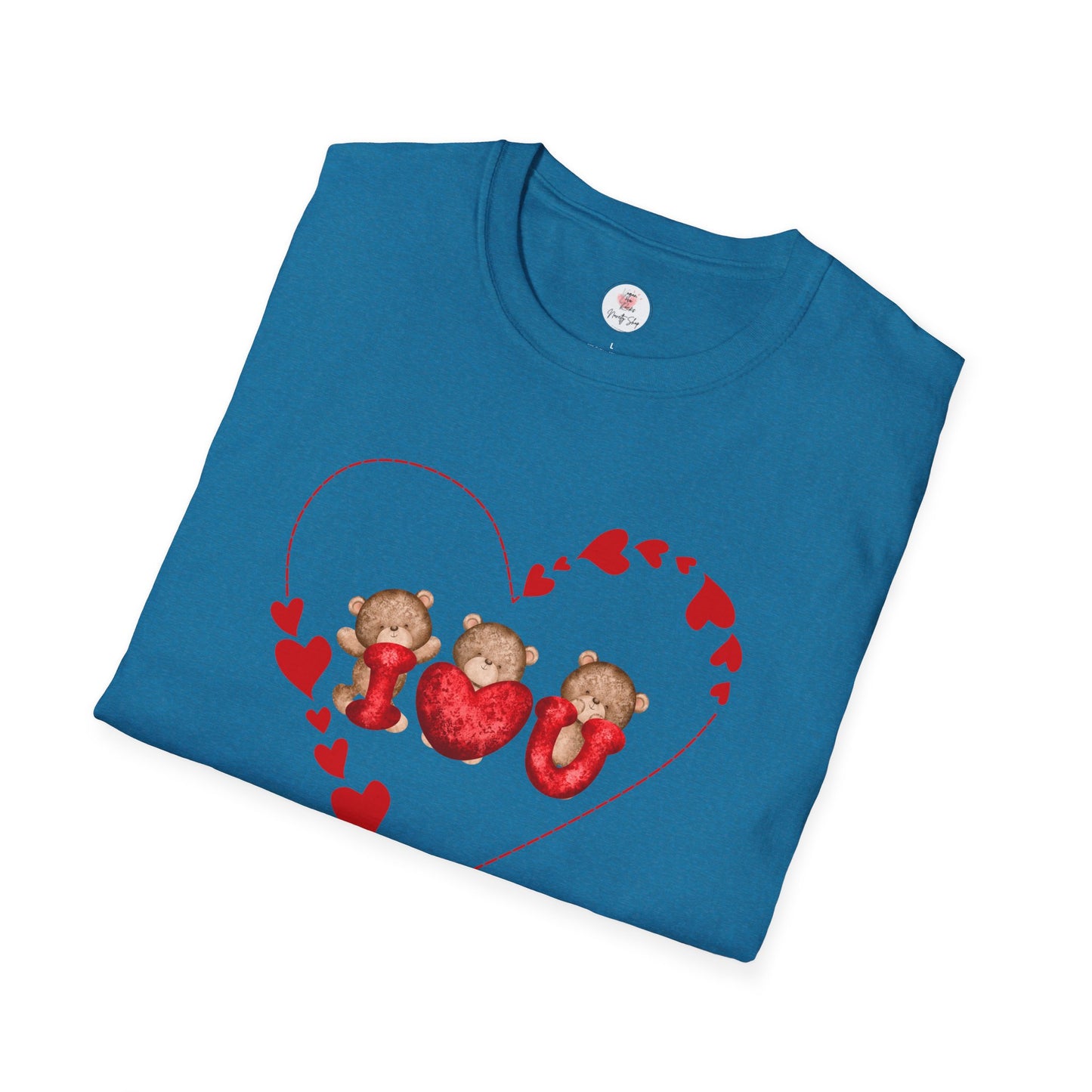 Valentine Teddy Trio Heart T-Shirt – I Love You Cute Bears Valentine Tee