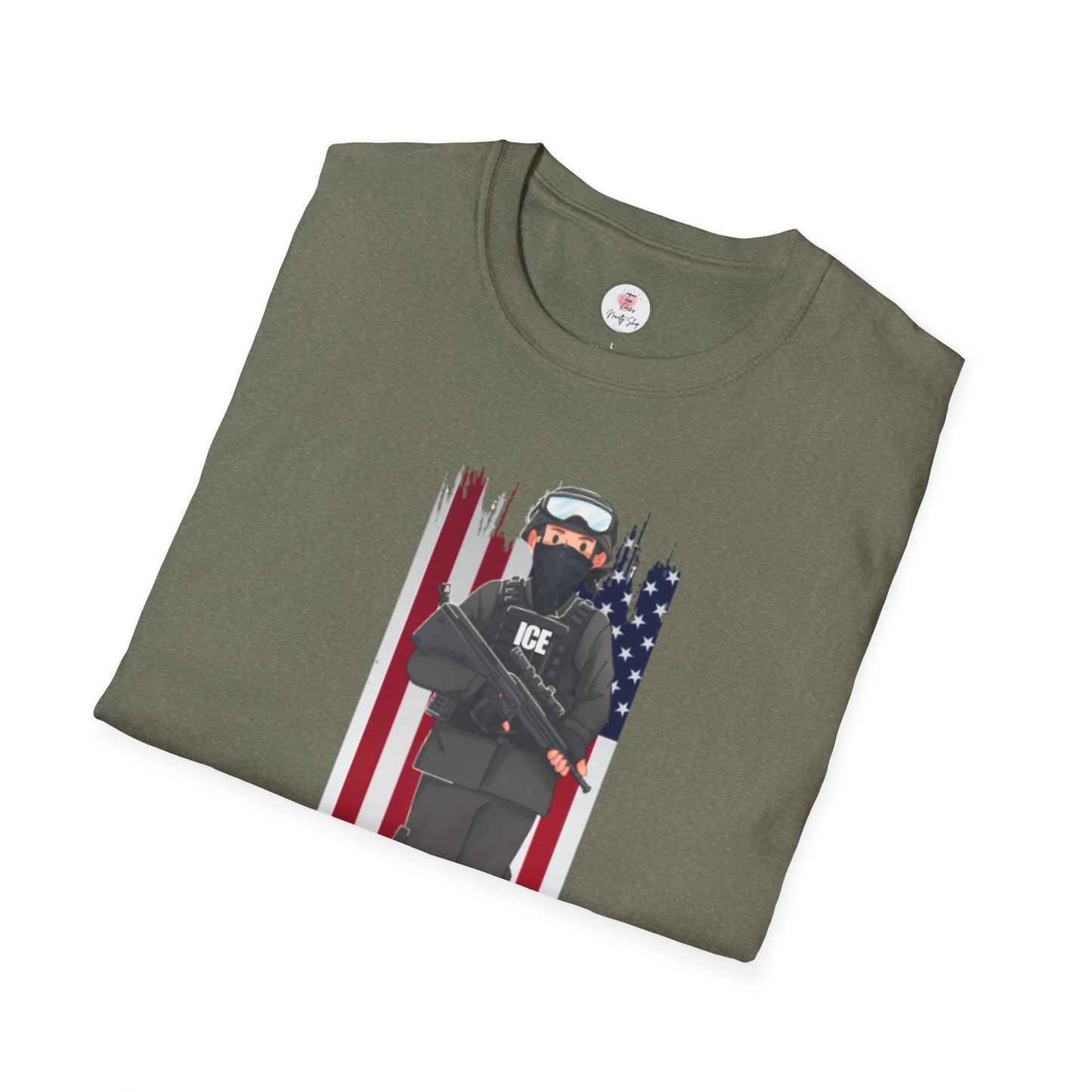 ICE Officer American Flag "Thank You" T-Shirt