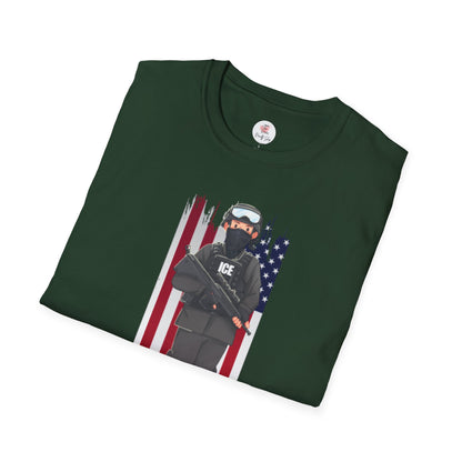 ICE Riot Gear T-Shirt — American Flag Tactical Design
