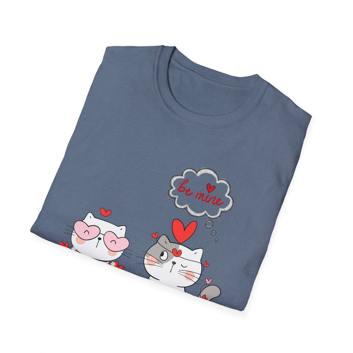 Valentine Cat Couple T-Shirt — "Be Mine" Cute Heart Kittens Tee