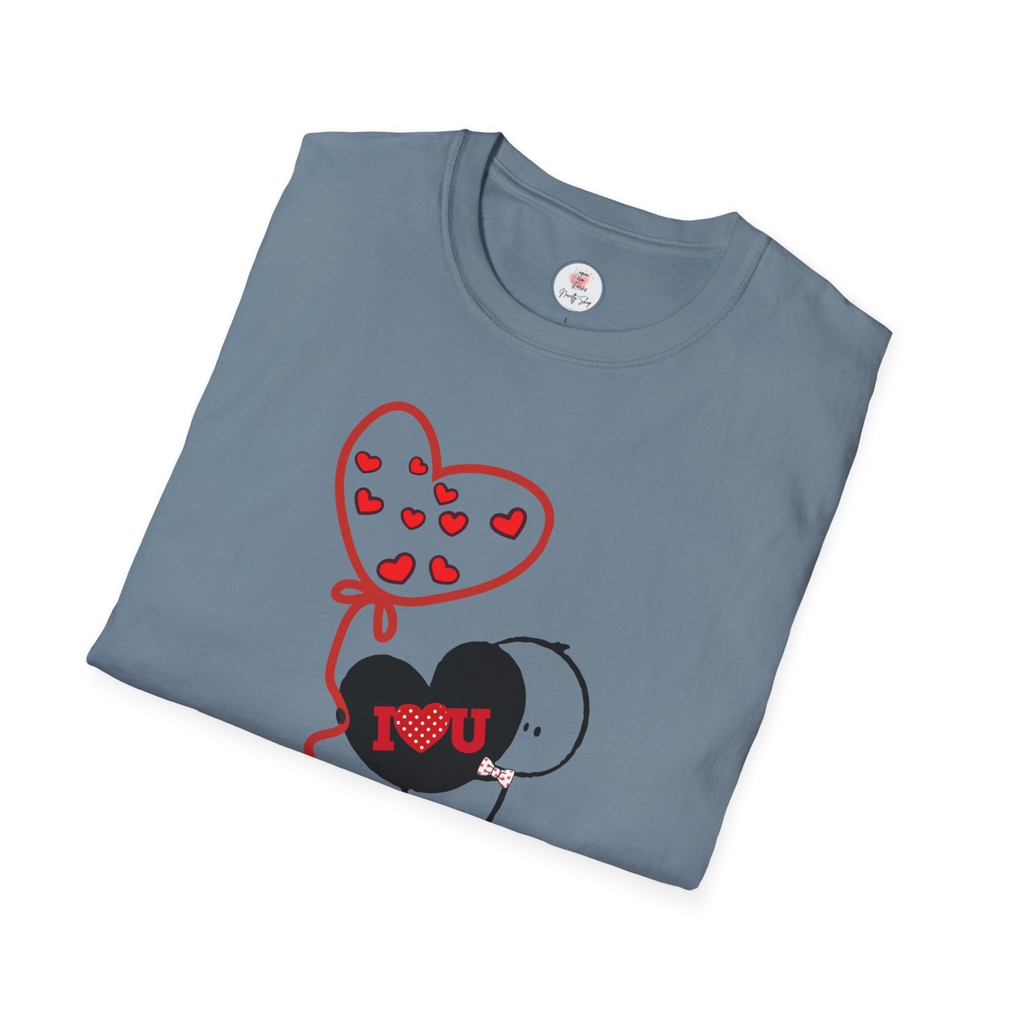 Valentine Heart Balloon T-Shirt — Cute "I Love You" Cartoon Tee