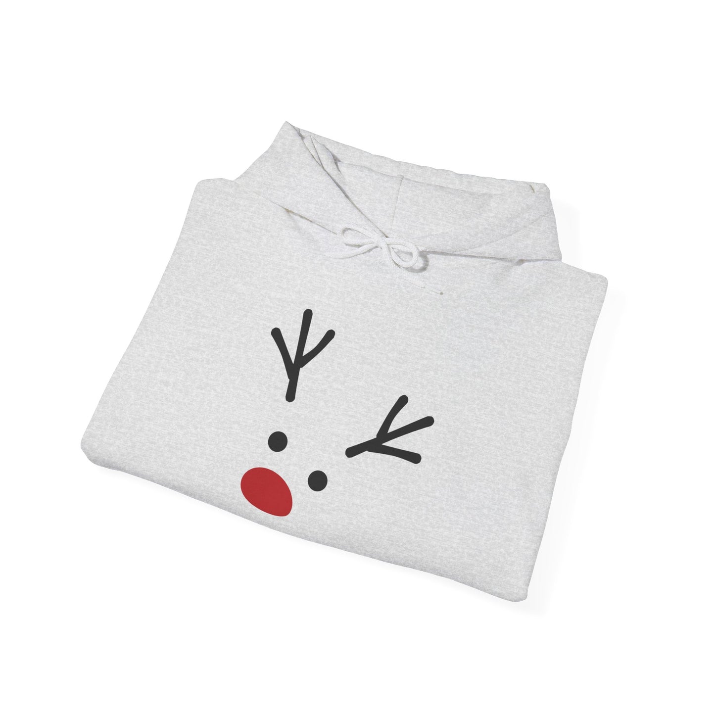 Cute Minimal Reindeer Hoodie — Red Nose Christmas Sweatshirt