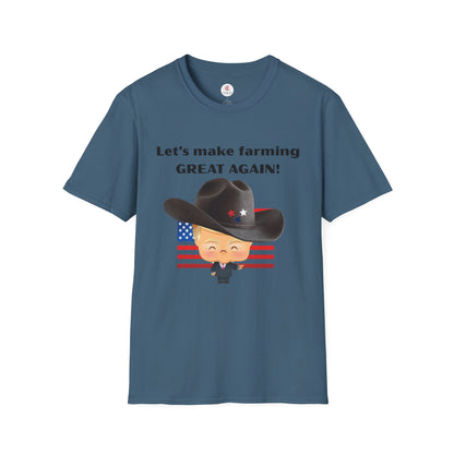 Let's Make Farming Great Again T-Shirt — Patriotic Cowboy Trump Farming Tee