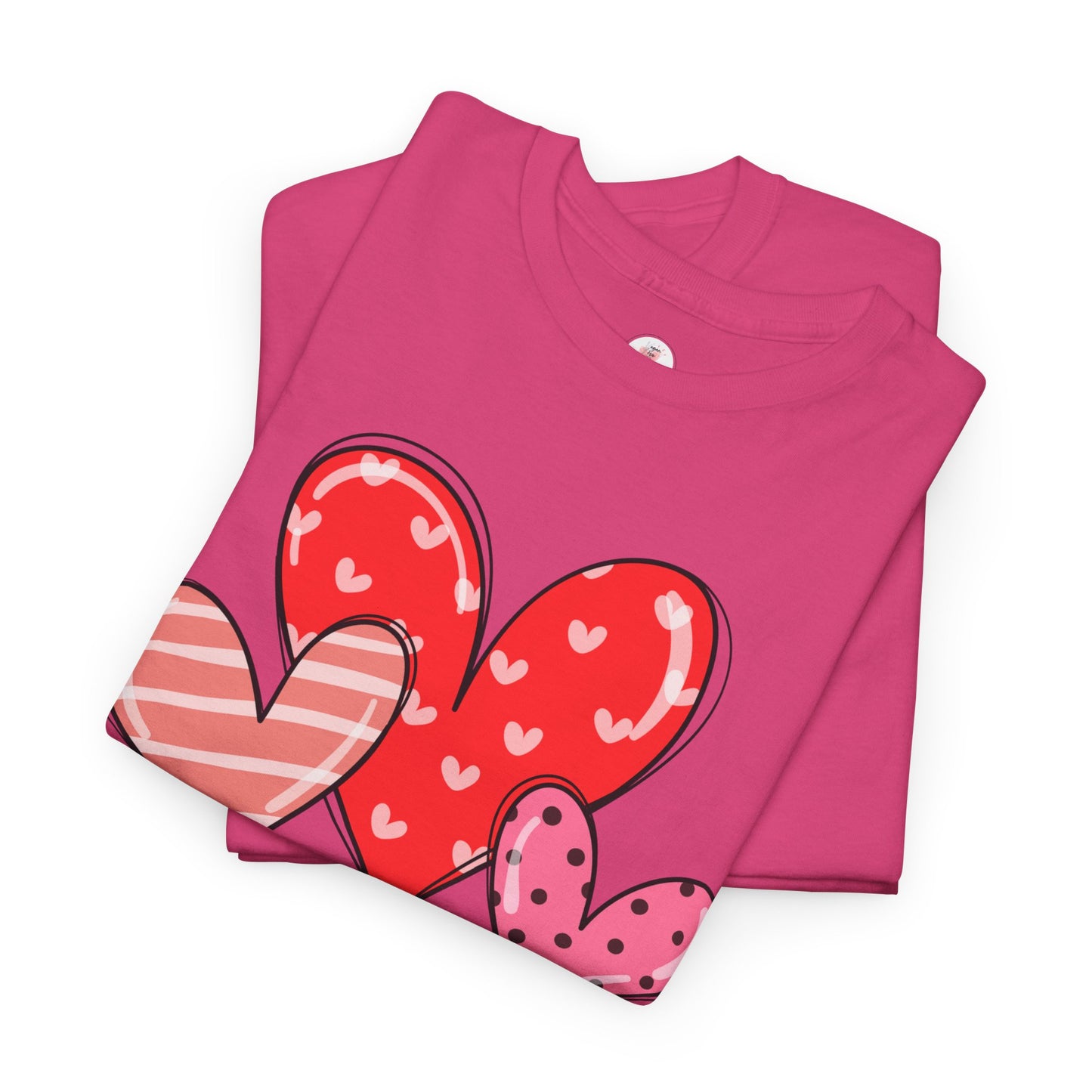 Valentine Heart Trio T-Shirt — Cute Pink & Red Hearts Tee