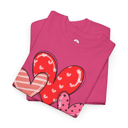 Valentine Heart Trio T-Shirt — Cute Pink & Red Hearts Tee
