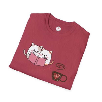 Cute Cats, Books, and Coffee T-Shirt