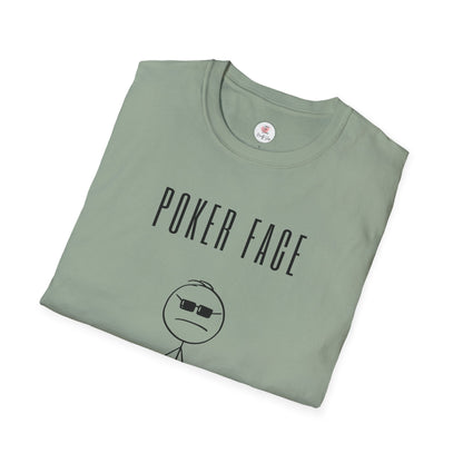 Poker Face T-Shirt — Funny Poker Meme Tee with Stick Figure and Chips
