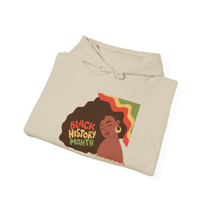 Black History Month Hoodie — Retro Afro Woman Graphic "Black History Month"