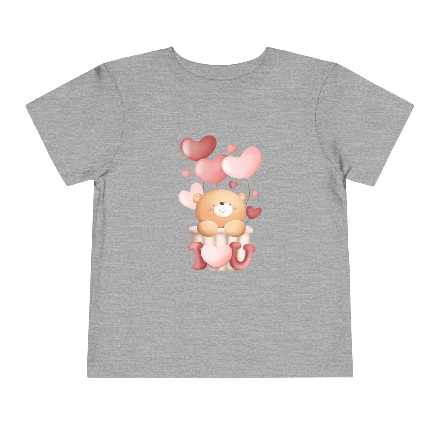 Toddler Tee — Cute Bear with Hearts and "I  Heart U"  T-Shirt