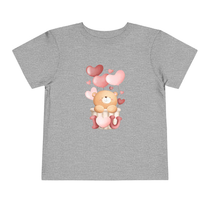 Toddler Tee — Cute Bear with Hearts and "I  Heart U"  T-Shirt