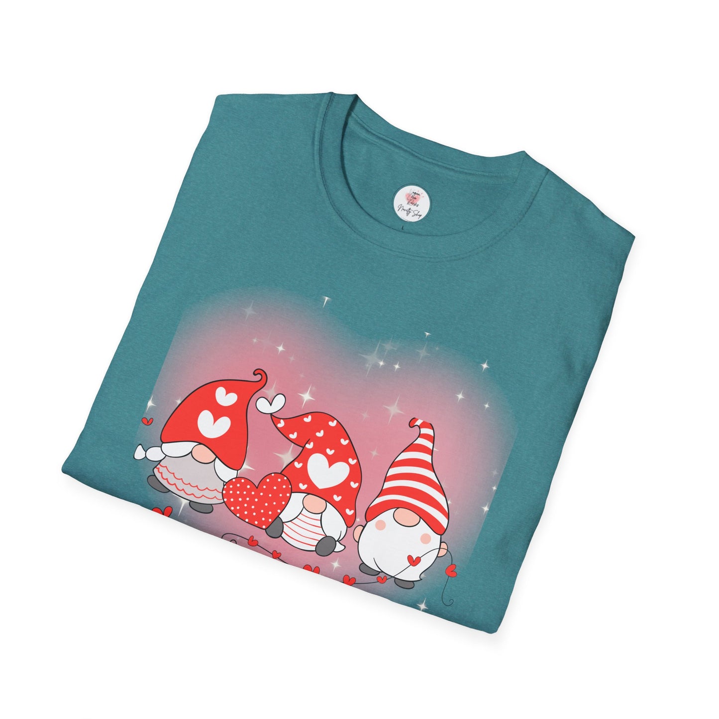Valentine Gnome Trio T-Shirt — Cute Hearts & Cozy Valentine Gnomes Tee