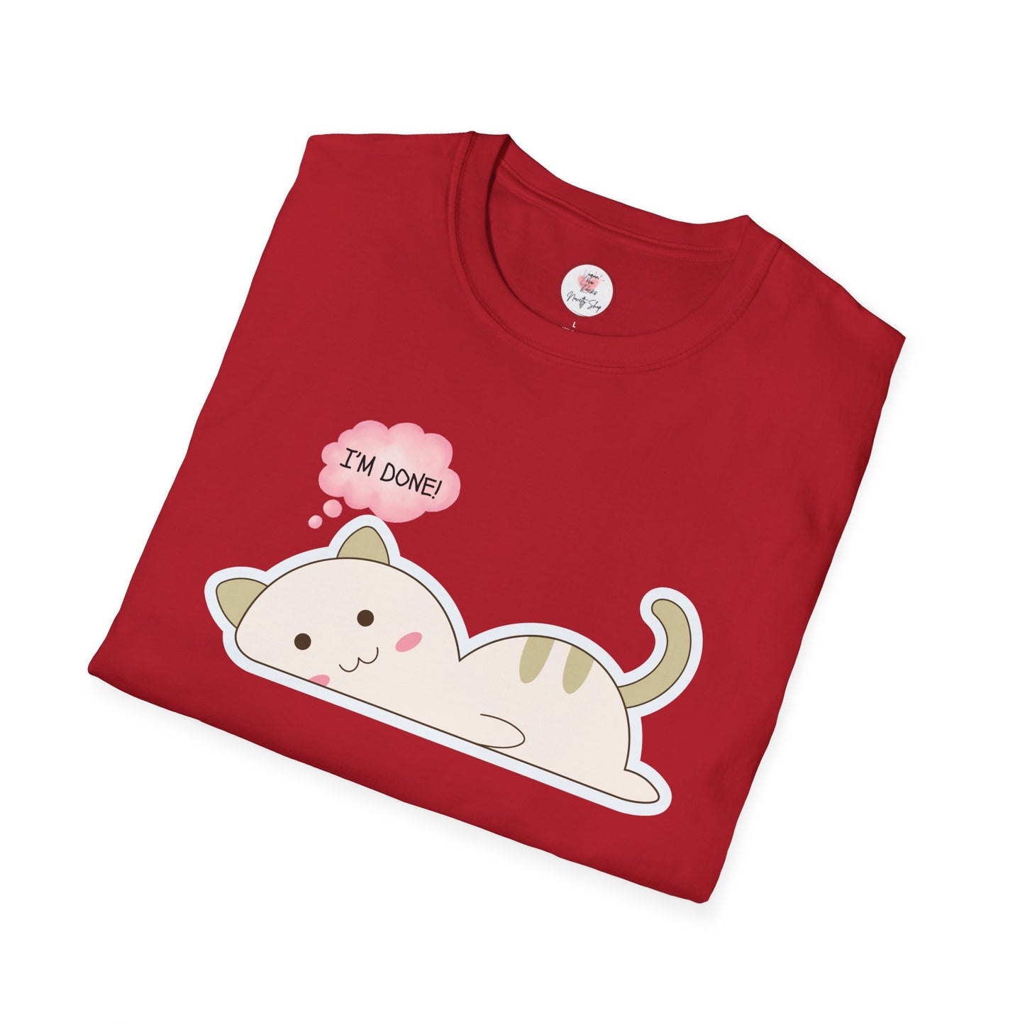 Cute Kawaii Cat T-Shirt – "I'm Done" Lazy Cat Graphic Tee