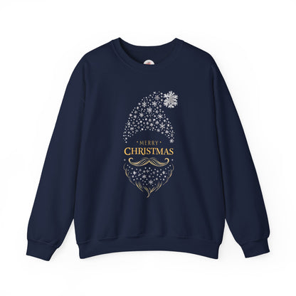 Silver and Gold Holiday 'Merry Christmas'  Gnome Crewneck Sweatshirt