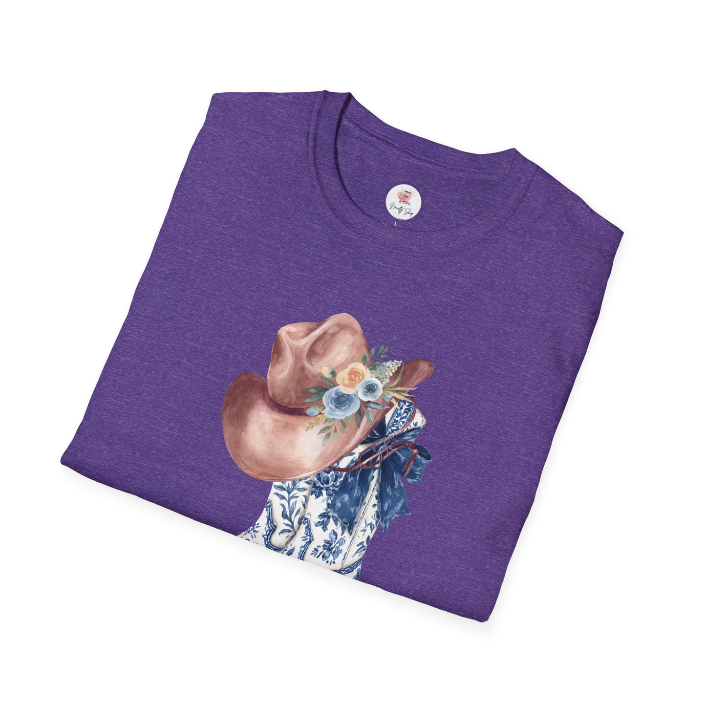 Cowgirl Boots & Hat T-Shirt — Blue Floral Western Graphic Tee