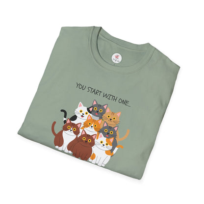 Cat Lover T-Shirt — "You Start With One... You Blinked, And WTF You Have A Collection"
