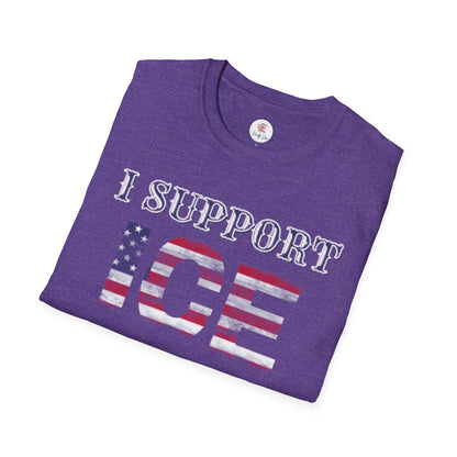 I Support ICE T-Shirt — American Flag Distressed Design