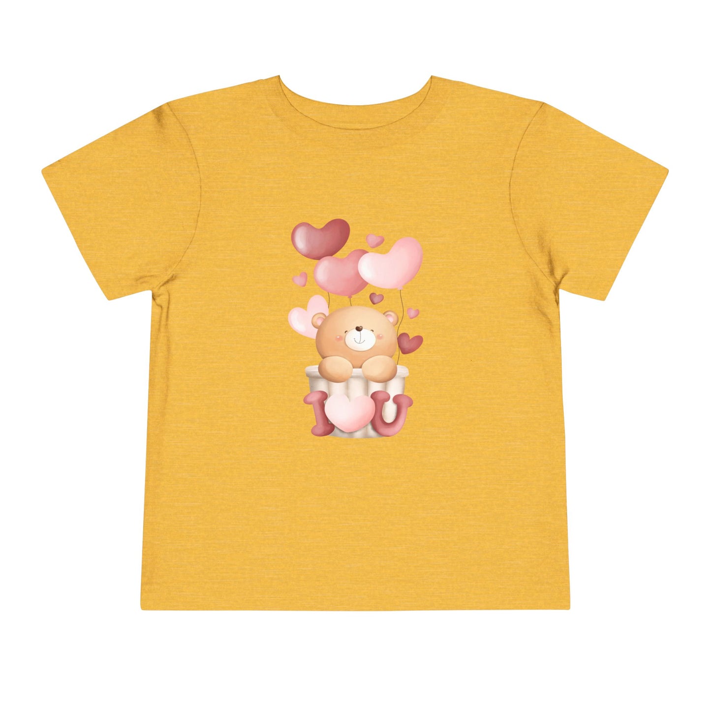 Toddler Tee — Cute Bear with Hearts and "I  Heart U"  T-Shirt