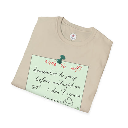Funny 'Note to Self: Poop Reminder' T-Shirt — New Year Resolution Graphic Tee