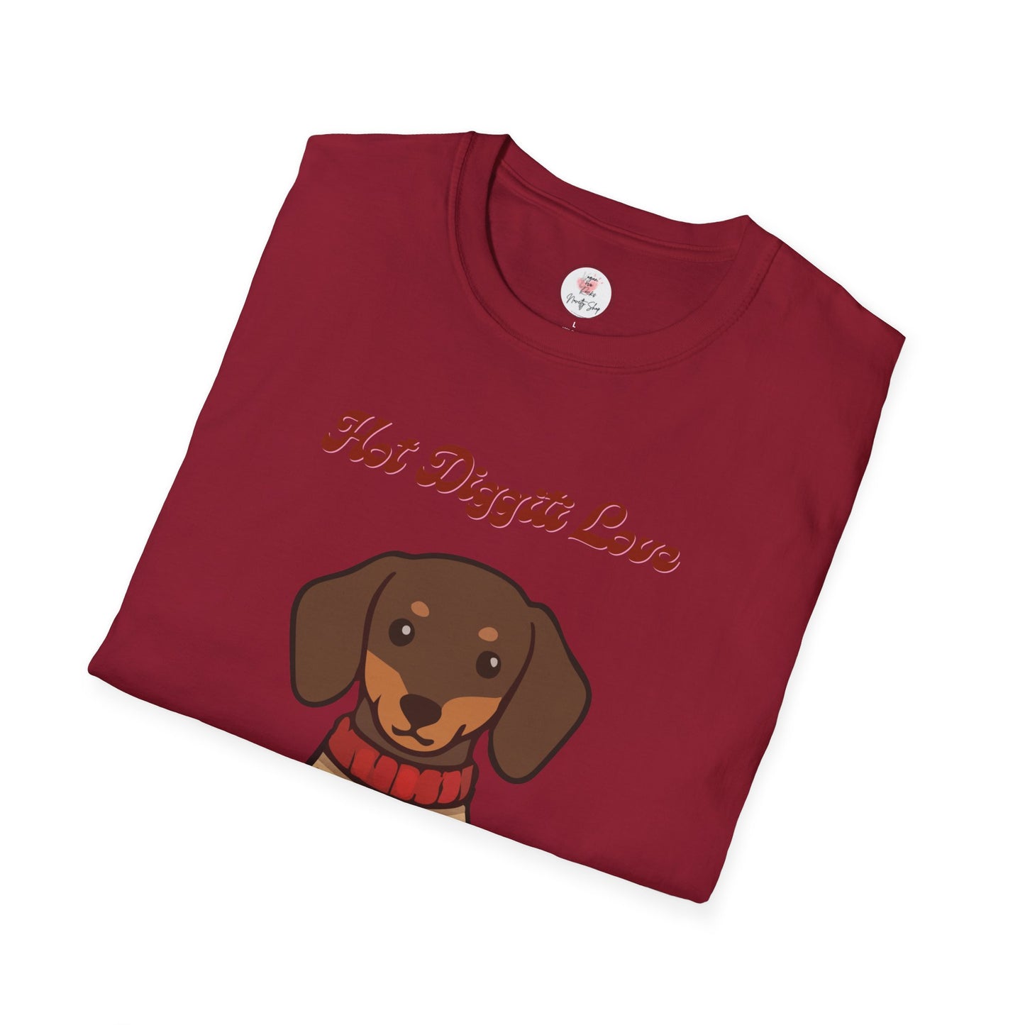 Dachshund Sweater T-Shirt - "Hot Diggiti Love" Cute Wiener Dog Graphic Tee
