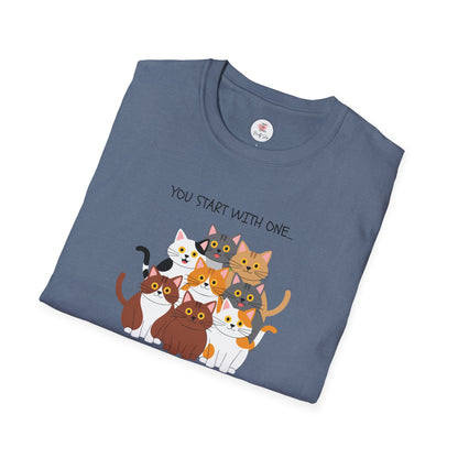 Cat Lover T-Shirt — "You Start With One... You Blinked, And WTF You Have A Collection"