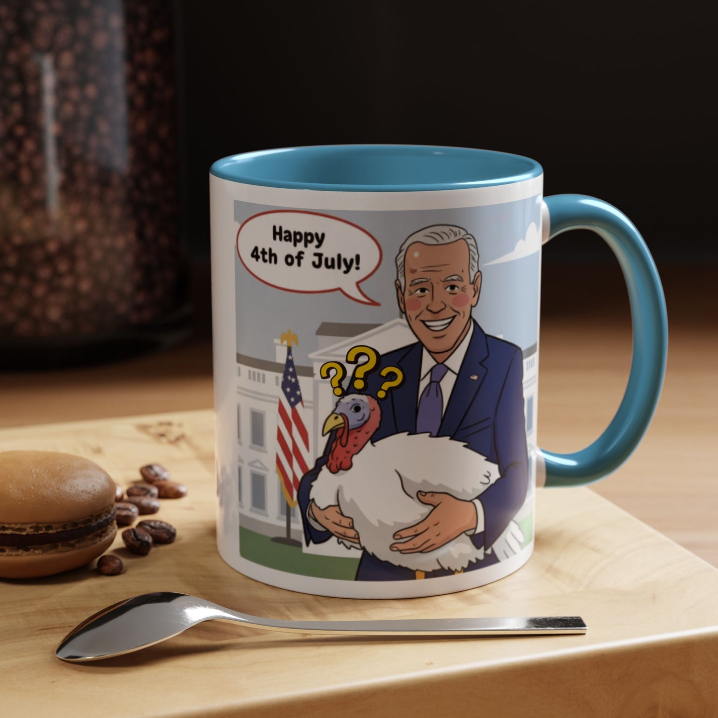 Fourth of July Presidential Turkey Mug - Patriotic Holiday Coffee Cup (11 oz & 15oz)