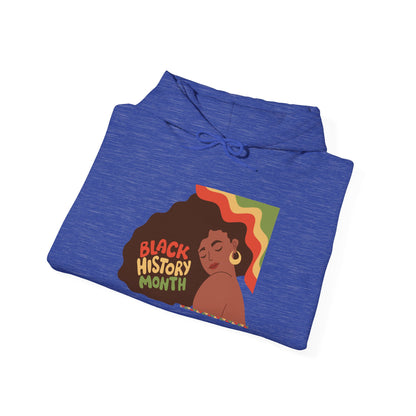 Black History Month Hoodie — Retro Afro Woman Graphic "Black History Month"