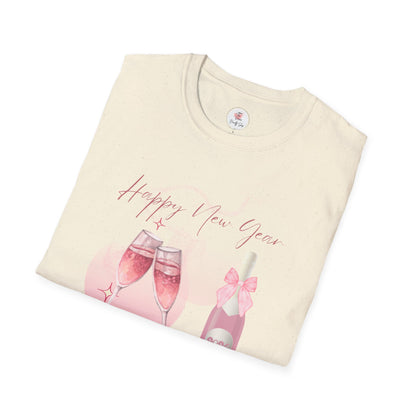 New Year Pink Champagne T-Shirt — "Happy New Year" Celebration Tee